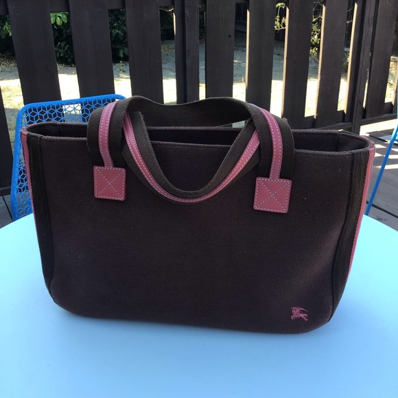 🛍BURBERRY Blue Label Brown/Rose Wine Wool/Canvas - Picture 1 of 12